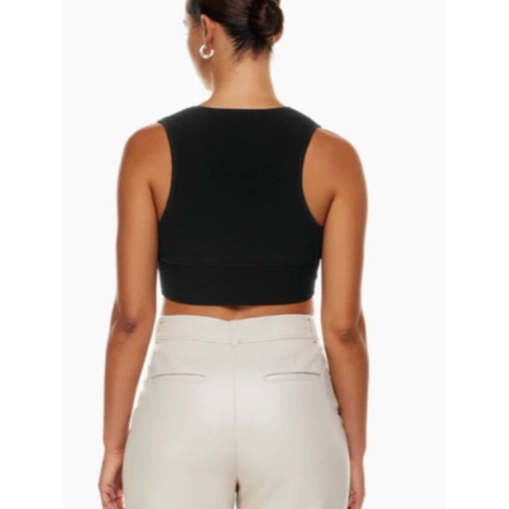 Aritzia Babaton Women's Sculpt Knit Deep V Neck Tank Top in Black Size Small - Picture 3 of 7